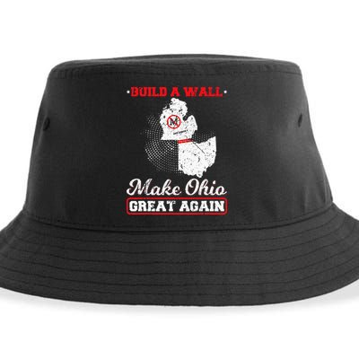 Build A Wall Make Ohio Great Again Funny State Gift Parody Sustainable Bucket Hat
