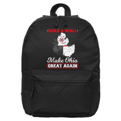 Build A Wall Make Ohio Great Again Funny State Gift Parody 16 in Basic Backpack