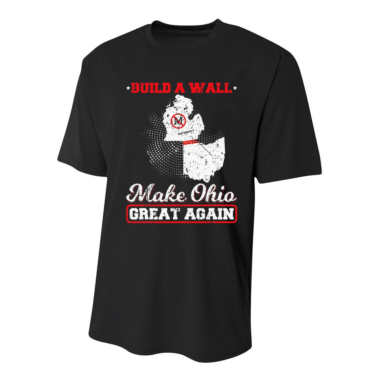 Build A Wall Make Ohio Great Again Funny State Gift Parody Youth Performance Sprint T-Shirt