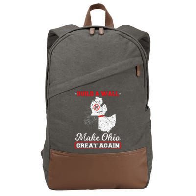 Build A Wall Make Ohio Great Again Funny State Gift Parody Cotton Canvas Backpack