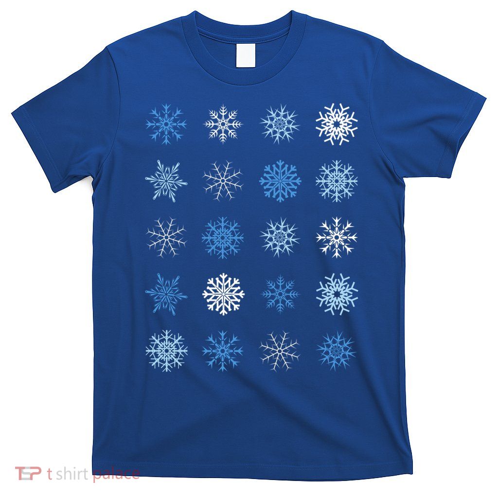 Blue And White Snowflakes Stacked Christmas Great Gift T-Shirt