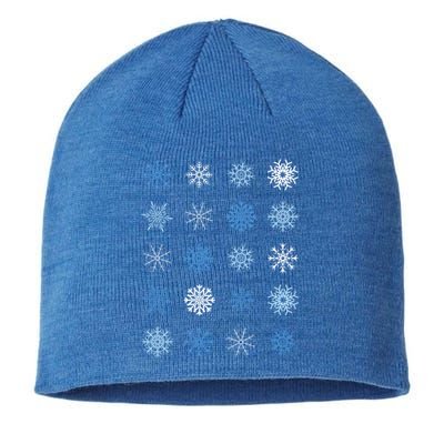 Blue And White Snowflakes Stacked Christmas Great Gift Sustainable Beanie