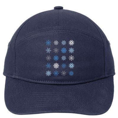 Blue And White Snowflakes Stacked Christmas Great Gift 7-Panel Snapback Hat