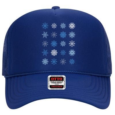 Blue And White Snowflakes Stacked Christmas Great Gift High Crown Mesh Back Trucker Hat