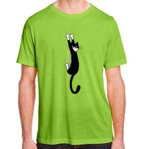 Black And White Cat Hanging On Funny Tuxedo Cat Lovers Adult ChromaSoft Performance T-Shirt