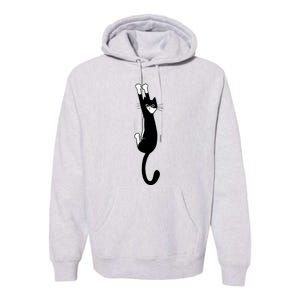 Black And White Cat Hanging On Funny Tuxedo Cat Lovers Premium Hoodie