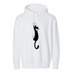 Black And White Cat Hanging On Funny Tuxedo Cat Lovers Garment-Dyed Fleece Hoodie