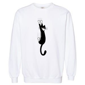 Black And White Cat Hanging On Funny Tuxedo Cat Lovers Garment-Dyed Sweatshirt