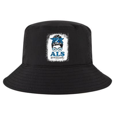 Bleached ALS Warrior Leopard Messy Hair Bun ALS Awareness Cool Comfort Performance Bucket Hat