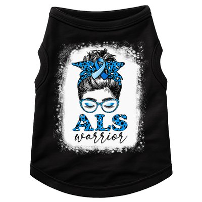 Bleached ALS Warrior Leopard Messy Hair Bun ALS Awareness Doggie Tank