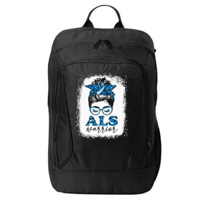 Bleached ALS Warrior Leopard Messy Hair Bun ALS Awareness City Backpack