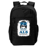 Bleached ALS Warrior Leopard Messy Hair Bun ALS Awareness Daily Commute Backpack