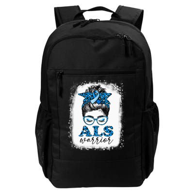 Bleached ALS Warrior Leopard Messy Hair Bun ALS Awareness Daily Commute Backpack