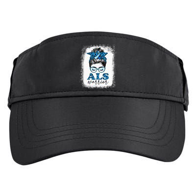 Bleached ALS Warrior Leopard Messy Hair Bun ALS Awareness Adult Drive Performance Visor