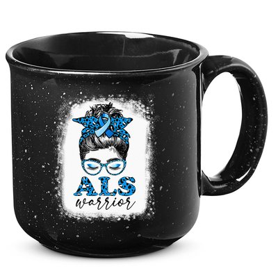 Bleached ALS Warrior Leopard Messy Hair Bun ALS Awareness 15oz Campfire Ceramic Mug