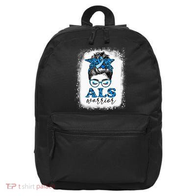 Bleached ALS Warrior Leopard Messy Hair Bun ALS Awareness 16 in Basic Backpack