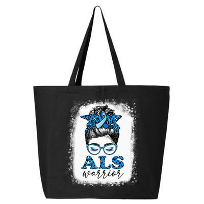 Bleached ALS Warrior Leopard Messy Hair Bun ALS Awareness 25L Jumbo Tote