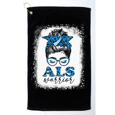 Bleached ALS Warrior Leopard Messy Hair Bun ALS Awareness Golf Towel