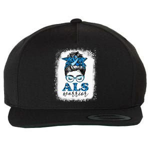 Bleached ALS Warrior Leopard Messy Hair Bun ALS Awareness Wool Snapback Cap