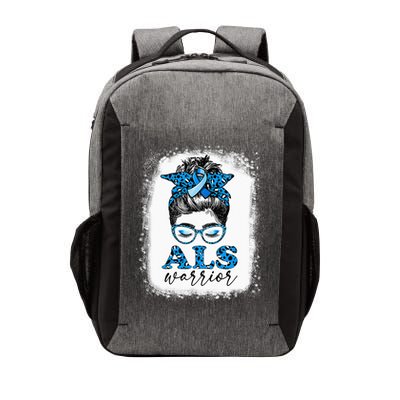 Bleached ALS Warrior Leopard Messy Hair Bun ALS Awareness Vector Backpack