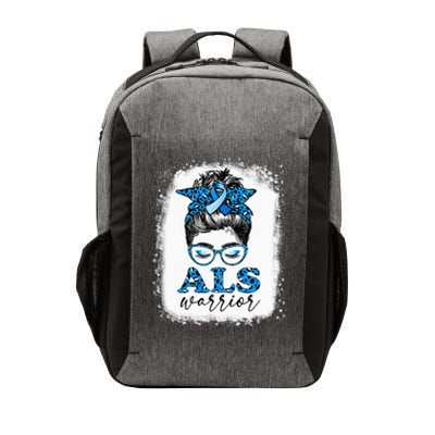 Bleached ALS Warrior Leopard Messy Hair Bun ALS Awareness Vector Backpack