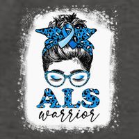 Bleached ALS Warrior Leopard Messy Hair Bun ALS Awareness Vector Backpack