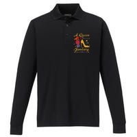 Birthday Afro Wo Sun Hat A Queen Was Born In January Performance Long Sleeve Polo