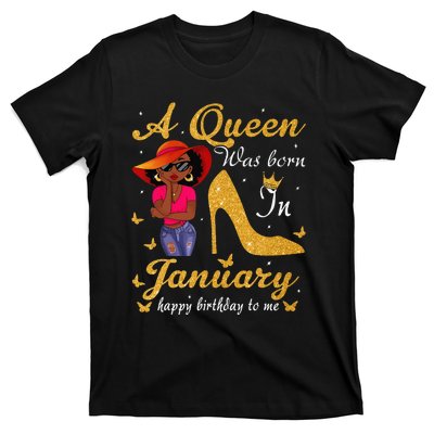 Birthday Afro Wo Sun Hat A Queen Was Born In January T-Shirt