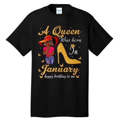 Birthday Afro Wo Sun Hat A Queen Was Born In January Tall T-Shirt