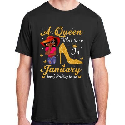 Birthday Afro Wo Sun Hat A Queen Was Born In January Adult ChromaSoft Performance T-Shirt