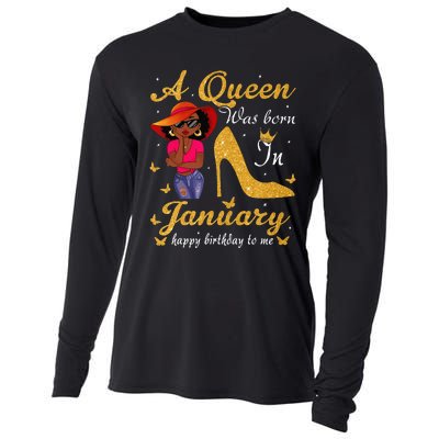 Birthday Afro Wo Sun Hat A Queen Was Born In January Cooling Performance Long Sleeve Crew