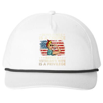 Being A Wife Is A Choice Being A Veterans Wife Is Privilege Snapback Five-Panel Rope Hat