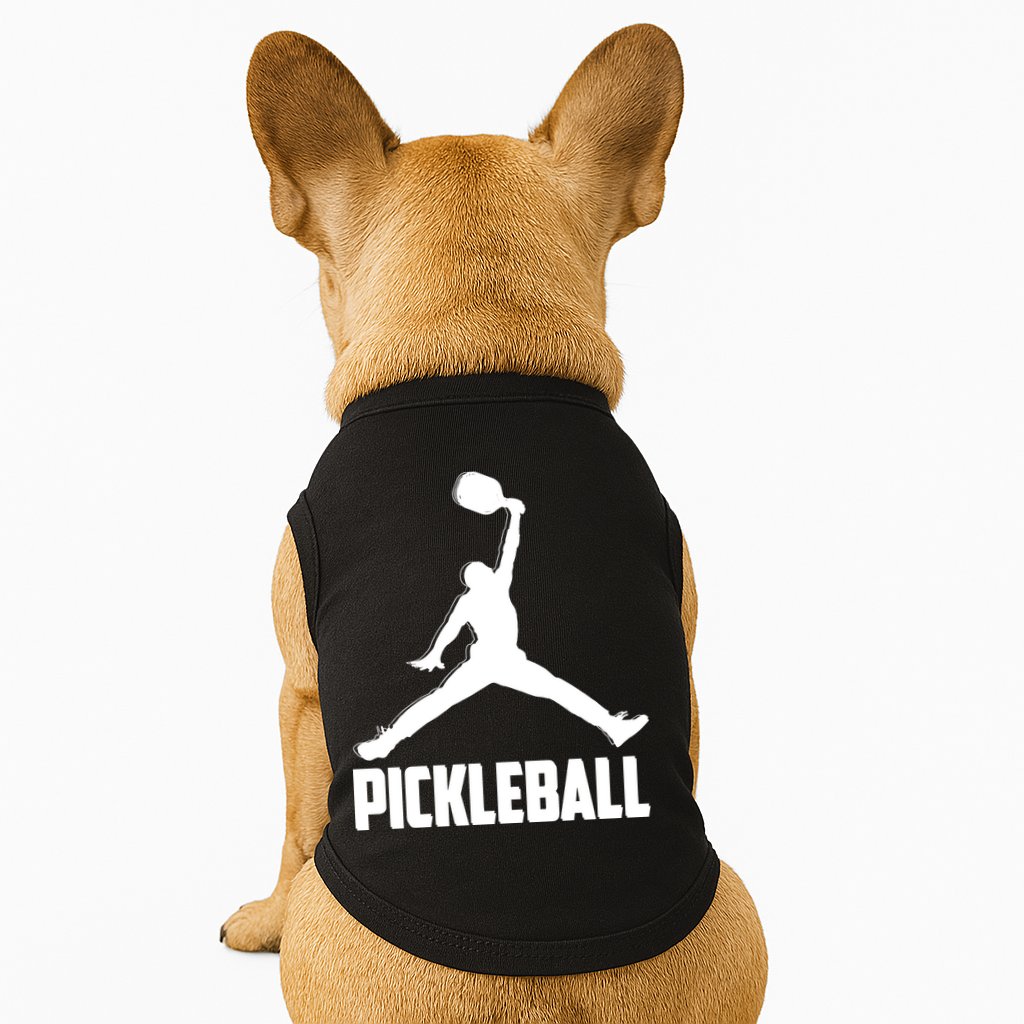 Black And White Pickleball Sports Logo Doggie Tank