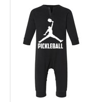 Black And White Pickleball Sports Logo Infant Fleece One Piece