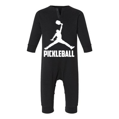 Black And White Pickleball Sports Logo Infant Fleece One Piece