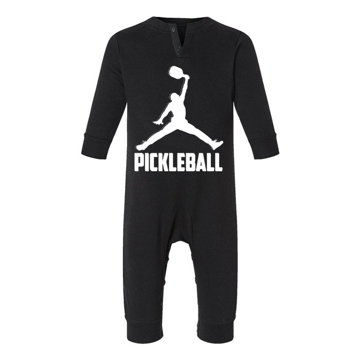 Black And White Pickleball Sports Logo Infant Fleece One Piece