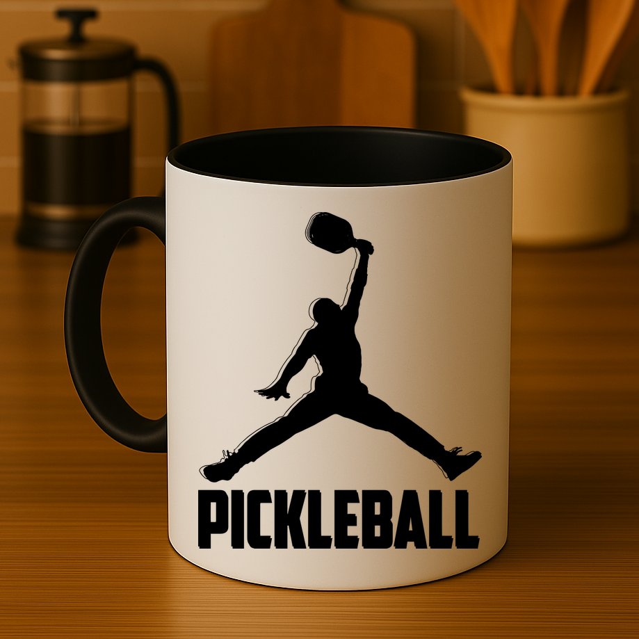 Black And White Pickleball Sports Logo Mug