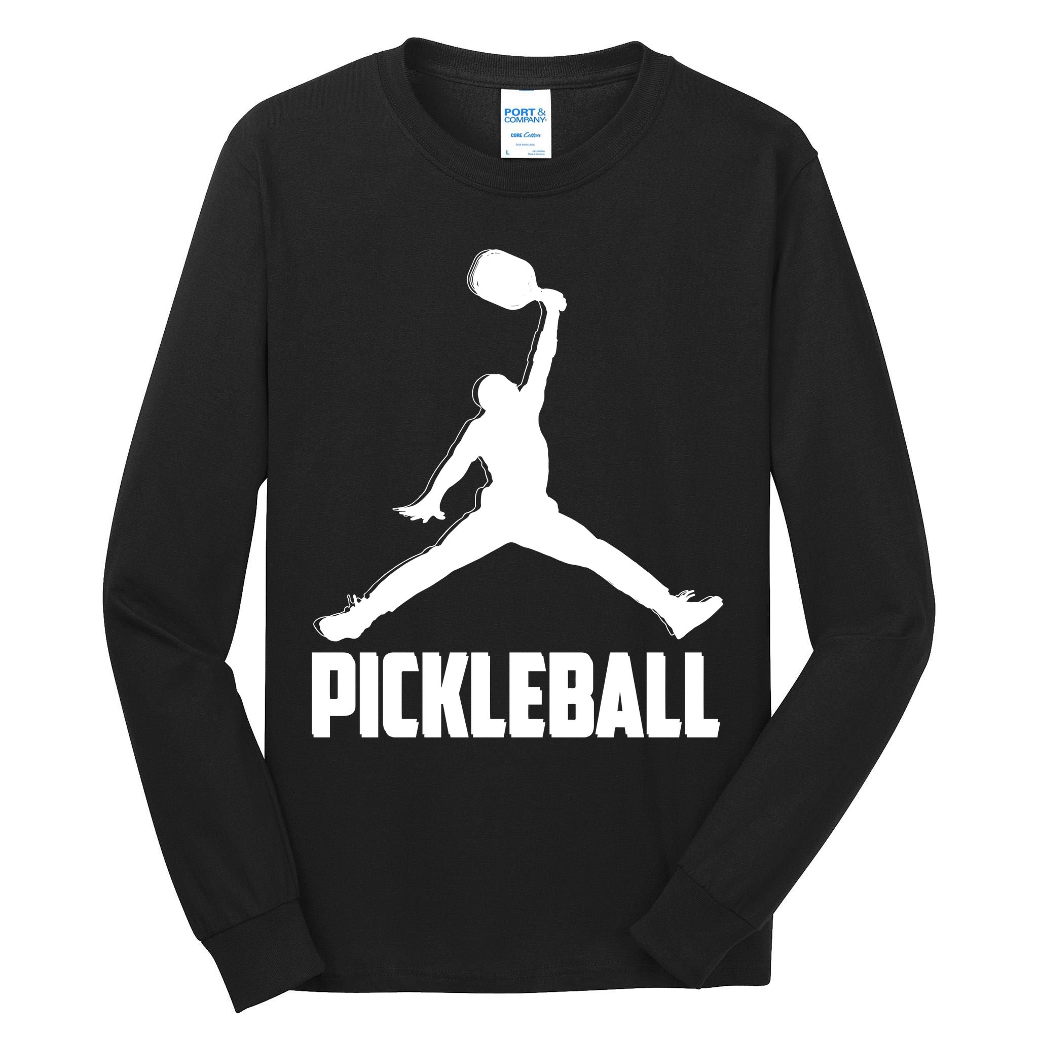 Black And White Pickleball Sports Logo Tall Long Sleeve T-Shirt