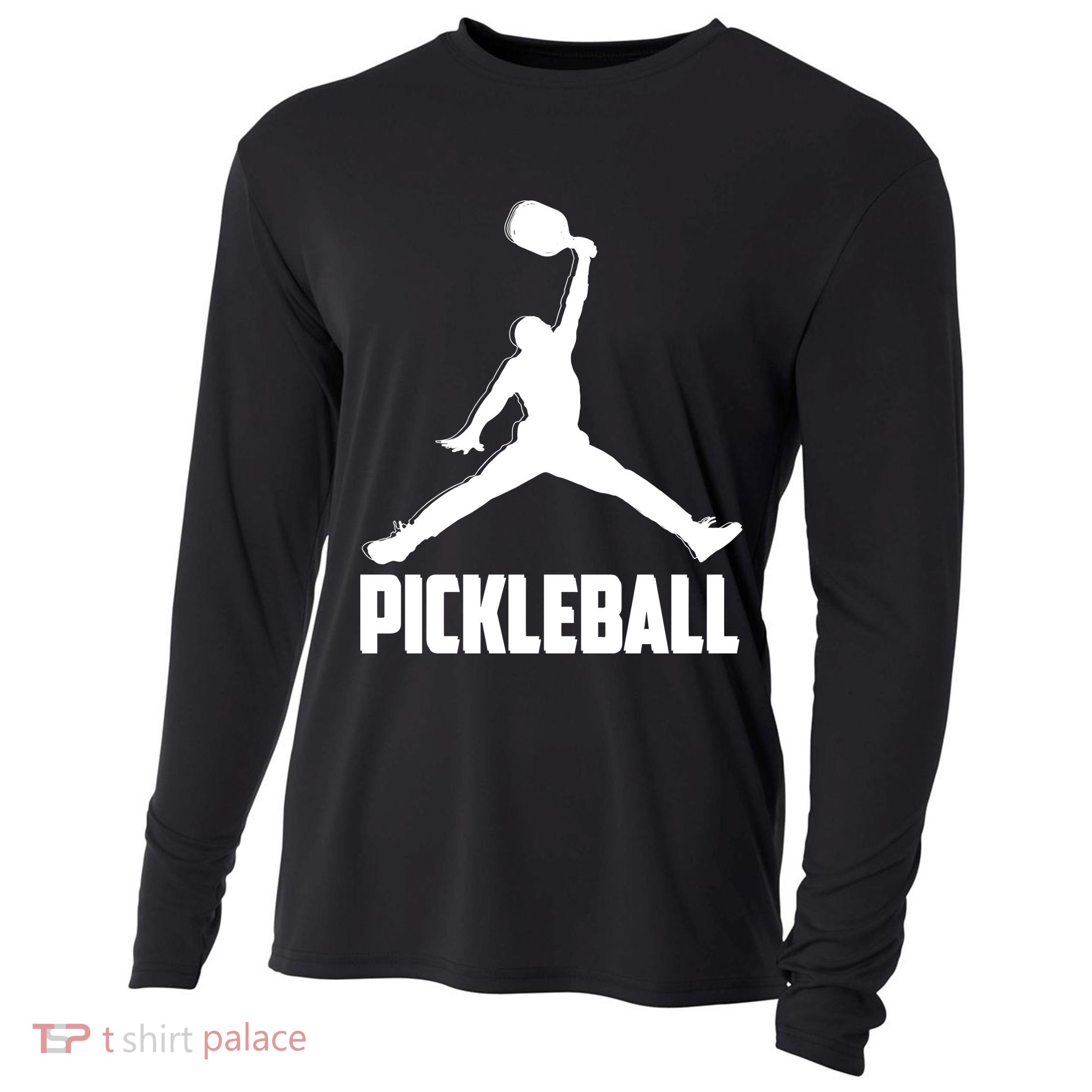 Black And White Pickleball Sports Logo Cooling Performance Long Sleeve Crew
