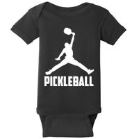 Black And White Pickleball Sports Logo Baby Bodysuit