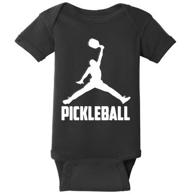 Black And White Pickleball Sports Logo Baby Bodysuit