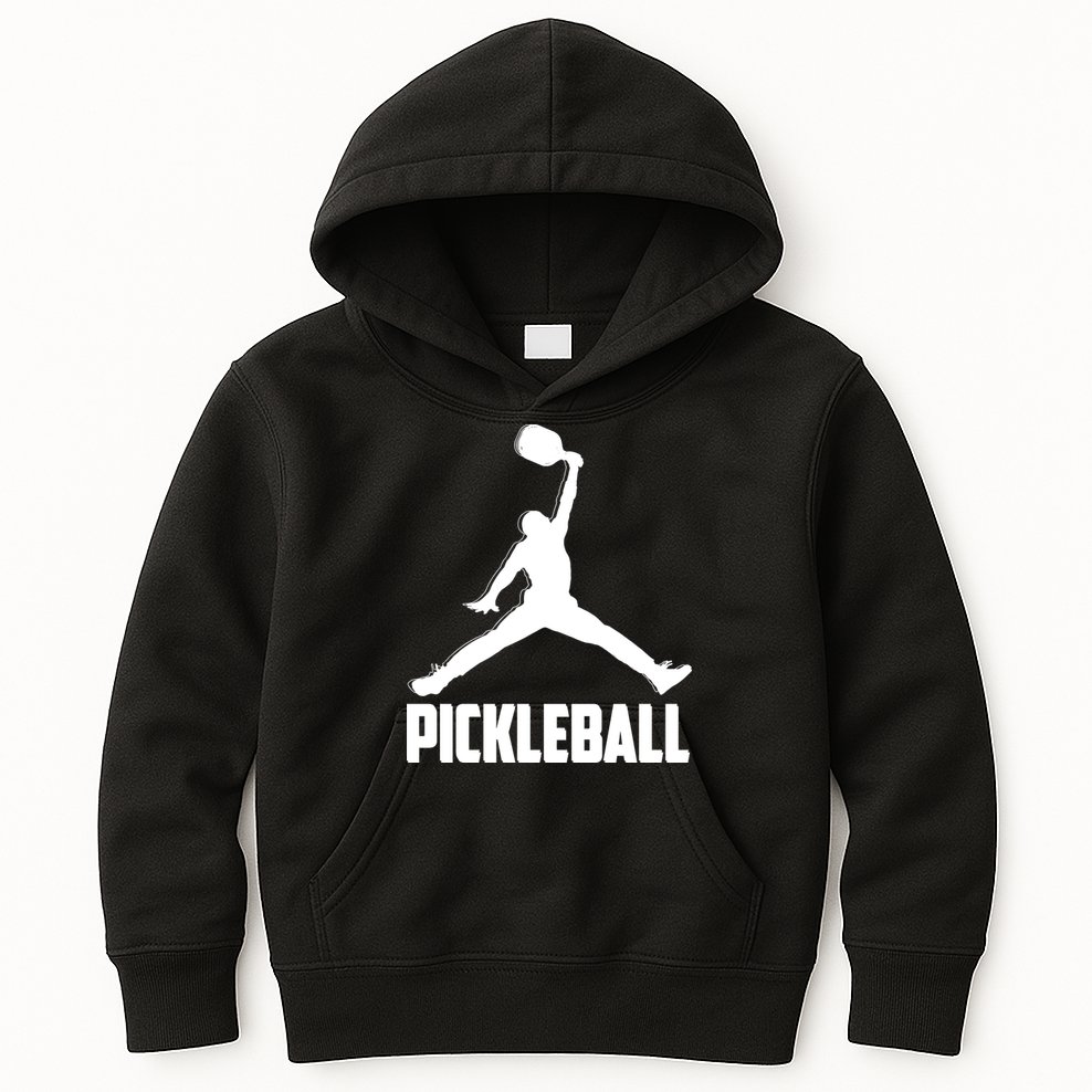 Black And White Pickleball Sports Logo Kids Hoodie