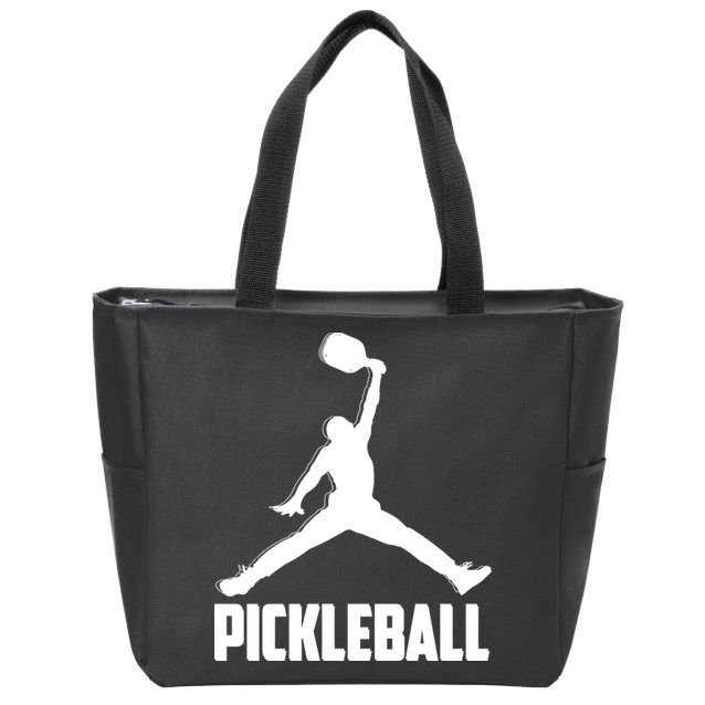 Black And White Pickleball Sports Logo Zip Tote Bag