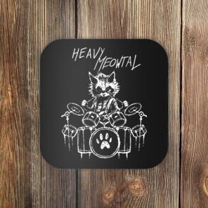 Black And White Heavy Meowtal Music Bands Outfit Cats Animal Coaster