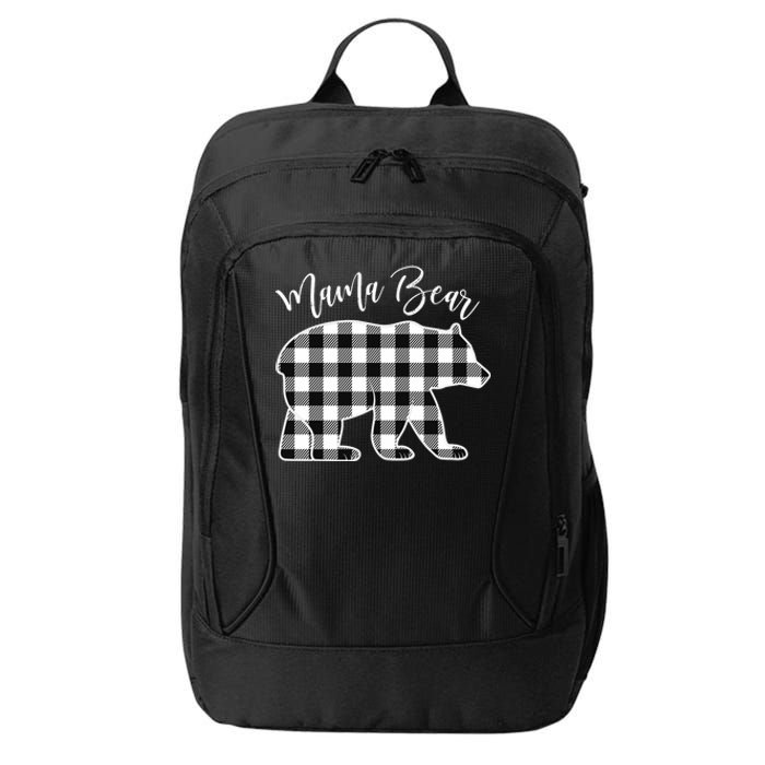 Black And White Buffalo Plaid Mama Bear Christmas Pajama City Backpack