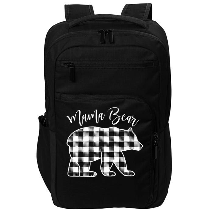 Black And White Buffalo Plaid Mama Bear Christmas Pajama Impact Tech Backpack