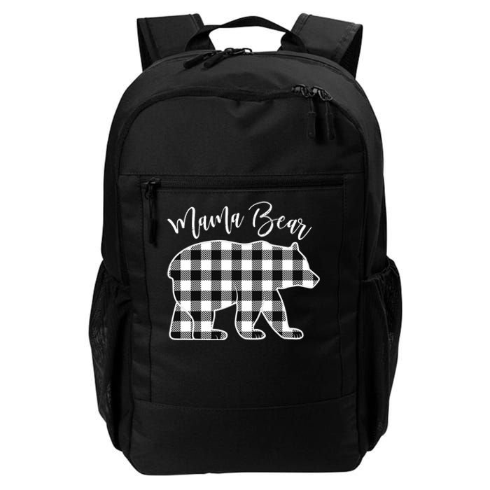 Black And White Buffalo Plaid Mama Bear Christmas Pajama Daily Commute Backpack