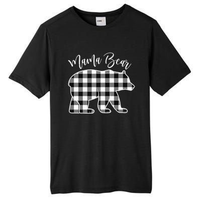 Black And White Buffalo Plaid Mama Bear Christmas Pajama Tall Fusion ChromaSoft Performance T-Shirt