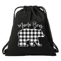 Black And White Buffalo Plaid Mama Bear Christmas Pajama Drawstring Bag