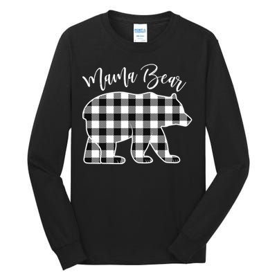 Black And White Buffalo Plaid Mama Bear Christmas Pajama Tall Long Sleeve T-Shirt